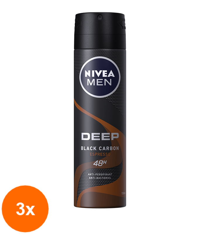 Set Deodorant Spray Men Deep Espresso Nivea Deo 3 Bucati x 150ml