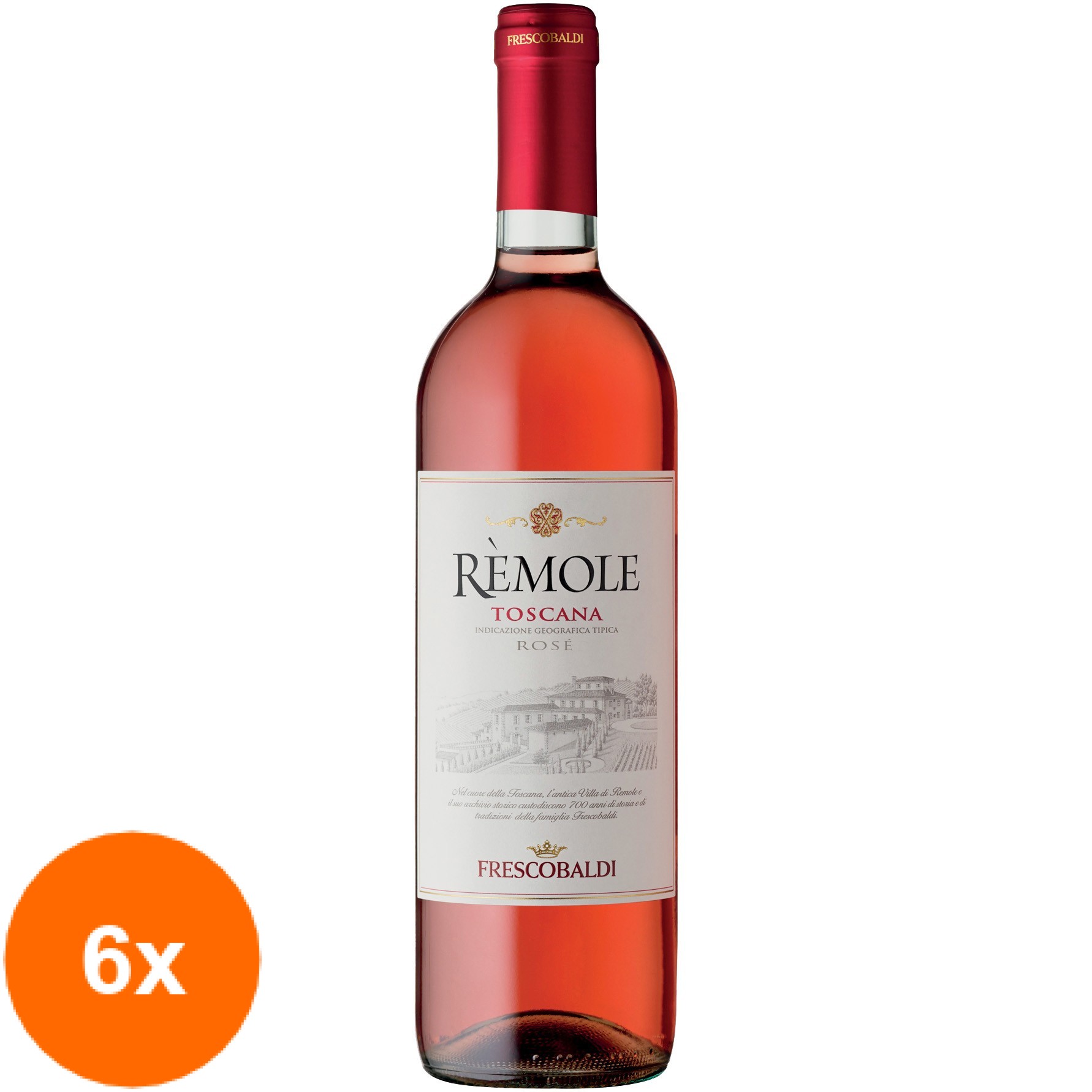 Set 6 x Vin Roze Remole Toscana IGT Frescobaldi Italia 12% Alcool, 0.75l