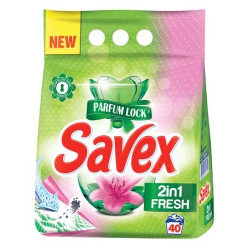 Set 2 x Detergent Automat Savex 2 in 1 Fresh, 40 Spalari, 4 kg