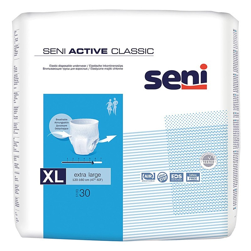 Set 2 x Scutece pentru Adulti Tip Chilot Seni Active Classic, XL, 30 Bucati