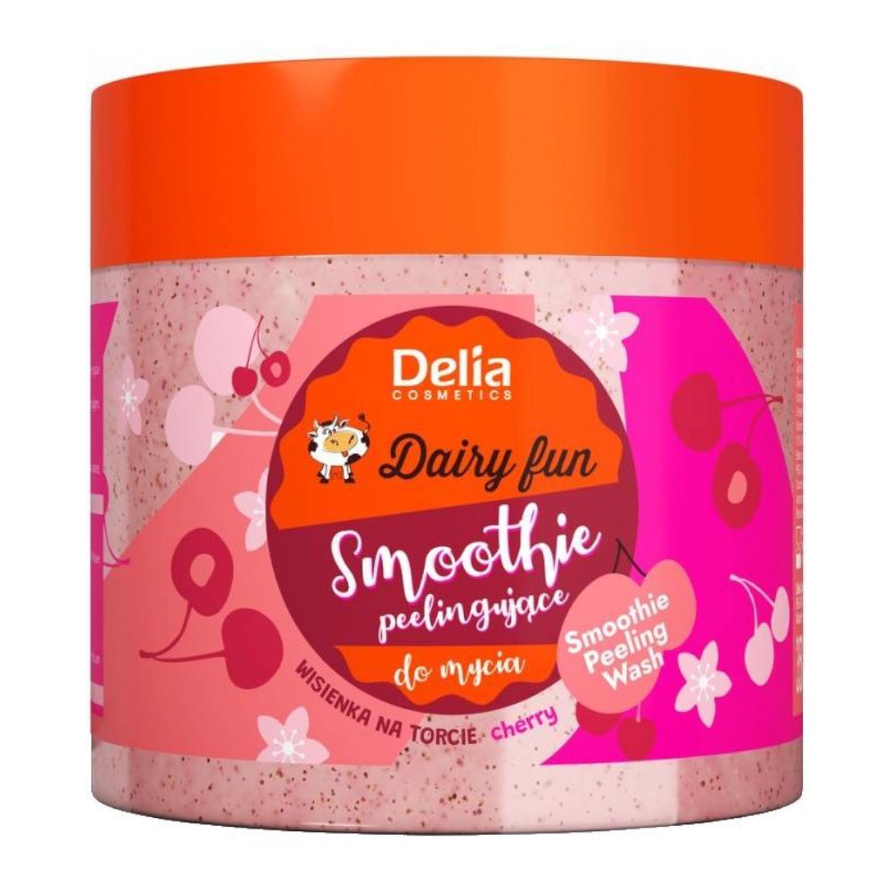 Set 2 x Gel de Dus Scrub Delia Cosmetics Dairy Fun Smoothie, cu Cirese, 350 ml