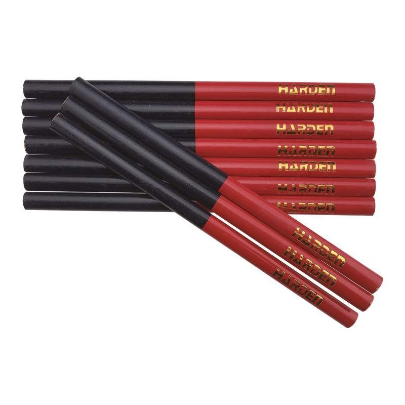 Set de 12 Creioane pentru Tamplarie cu Mina Rosie, Albastra, Harden
