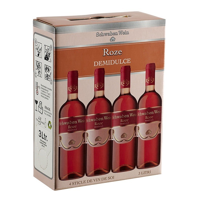 Set 2 x Vin Schwaben Wein Cramele Recas, Roze Demidulce 3 l