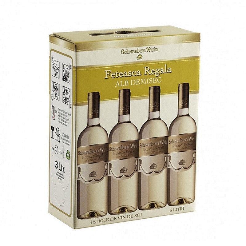 Set 2 x Vin Schwaben Wein Cramele Recas, Feteasca Regala Alb Demisec, 3 l