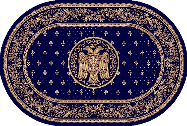 Covor Bisericesc Oval, 100 x 200 cm, Albastru, Lotos 15032/810