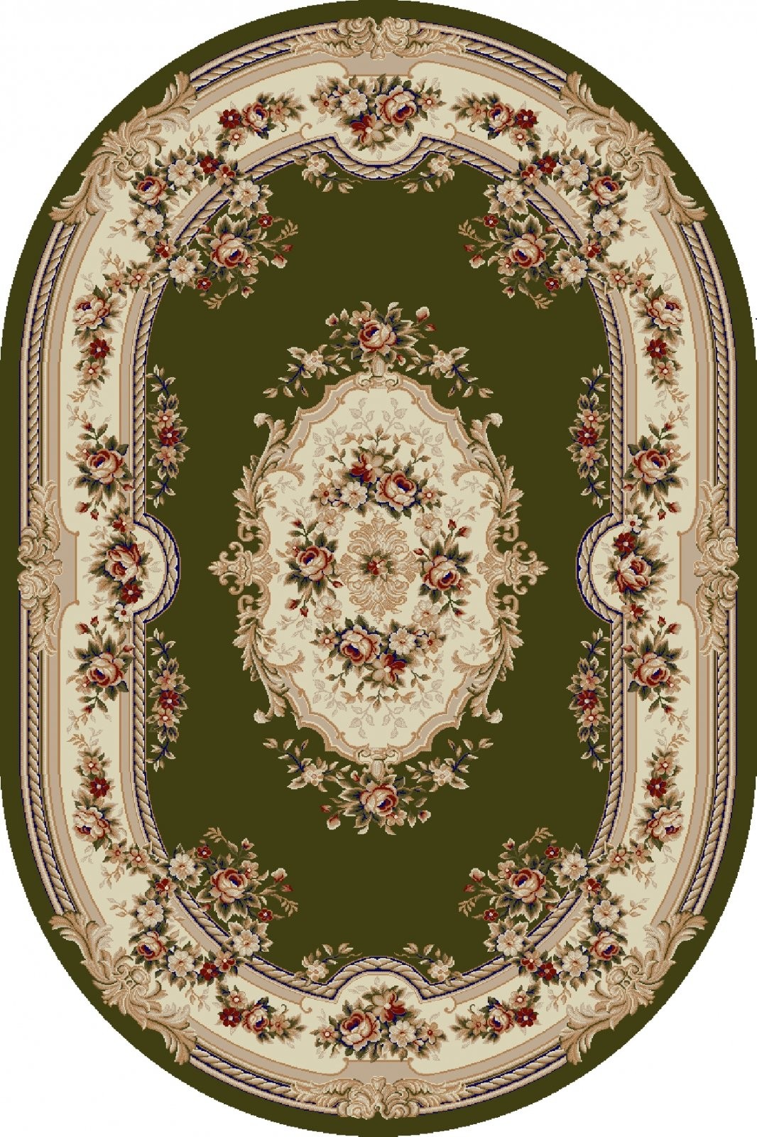 Covor Oval, 80 x 150 cm, Crem / Verde, Lotos 575-310
