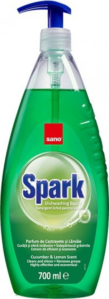 Detergent de Vase cu Pompita Sano Spark Castravete 700 ml