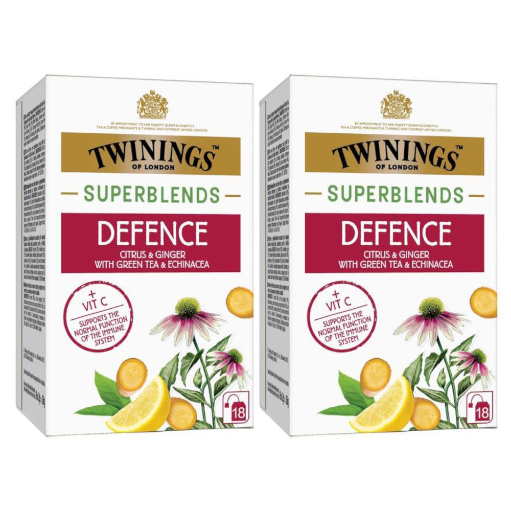 Set Ceai Twinings Superblends Defence cu Lamaie si Ghimbir, 2 Pachete x 18 Pliculete