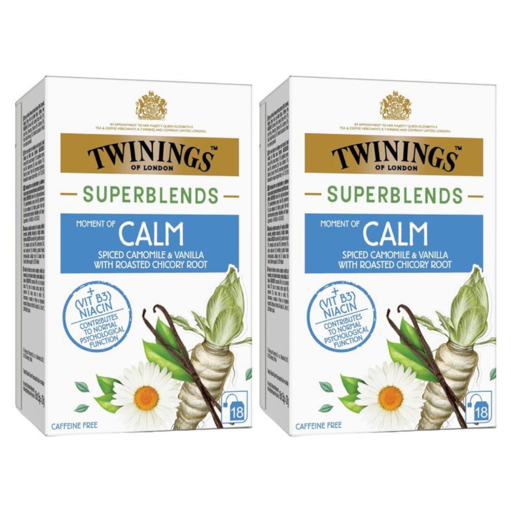 Set Ceai Twinings Superblends Moment of Calm cu Vanilie si Musetel, 2 Pachete x 18 Pliculete