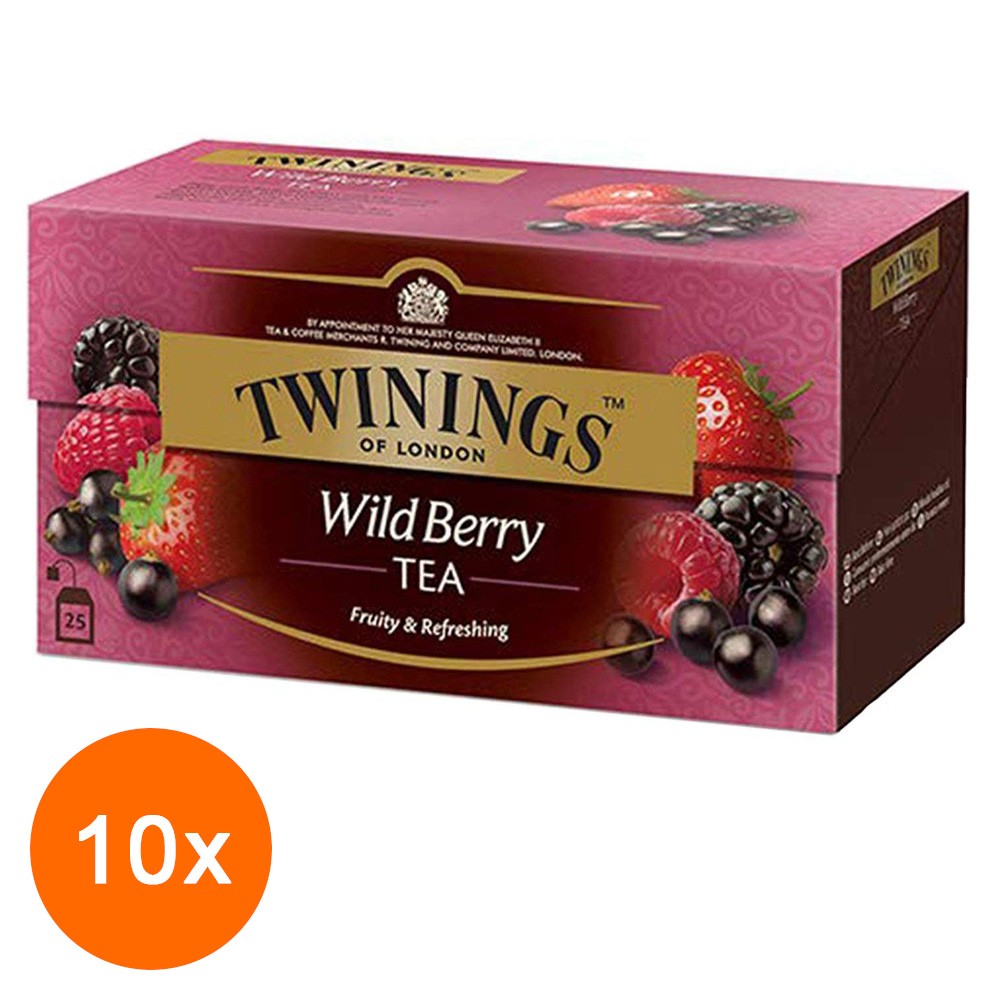 Set Ceai Negru cu Aroma Fructe de Padure Twinings, 10 Pachete x 25 Pliculete