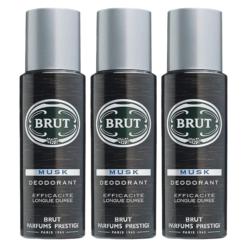 Set Deodorant Antiperspirant Spray Brut Musk, 3 Bucati x 200 ml