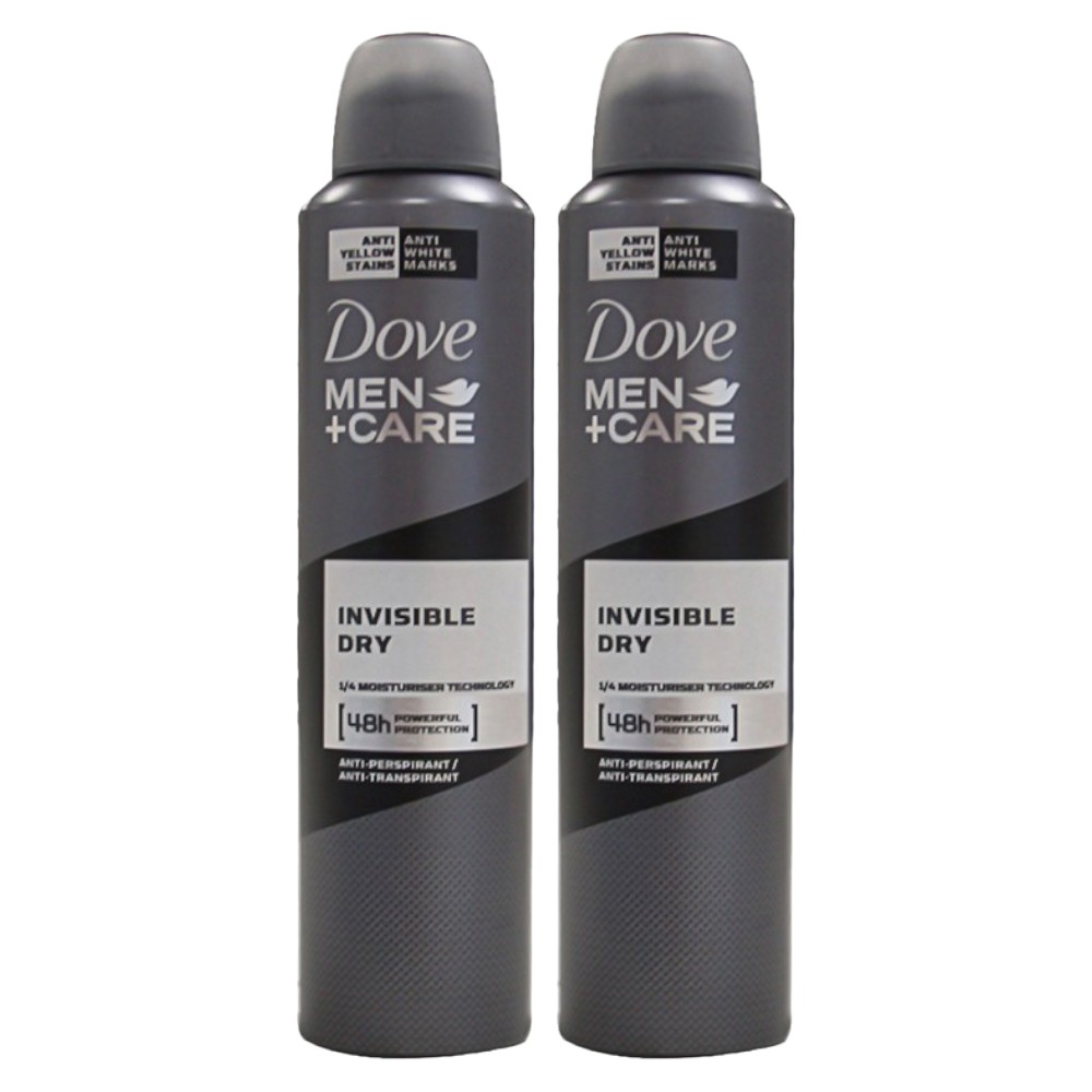 Set Deodorant Antiperspirant Spray Dove Men Care Invisible Dry, pentru Barbati, 2 Bucati x 250 ml