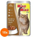Set Hrana Umeda Pisici Miau Miau cu Iepure in Sos, 18 Plicuri x 100 g