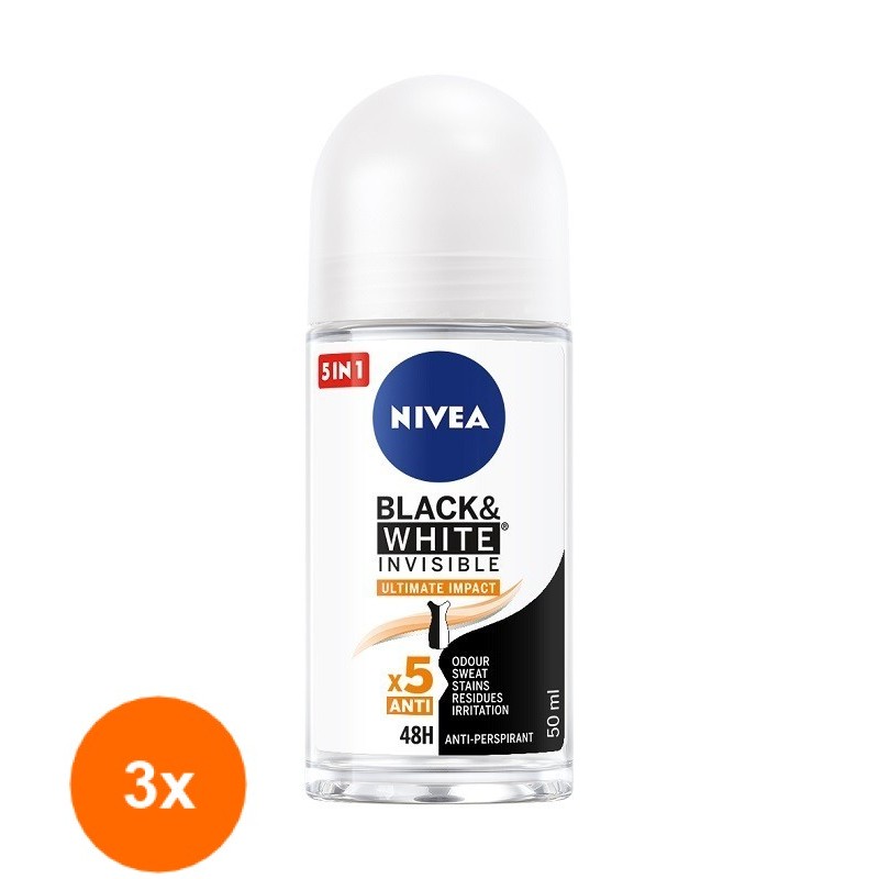Set Deodorant Roll-On Invisible Black & White Ultimate Impact Nivea Deo 50ml