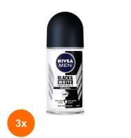 Set Deodorant Roll-On Men Invisible Black & White Power Nivea Deo 3 Bucati x 50ml