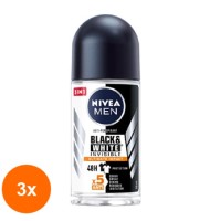 Set Deodorant Roll-On Men Invisible Black & White Ultimate Impact Nivea Deo 3 Bucati x 50ml