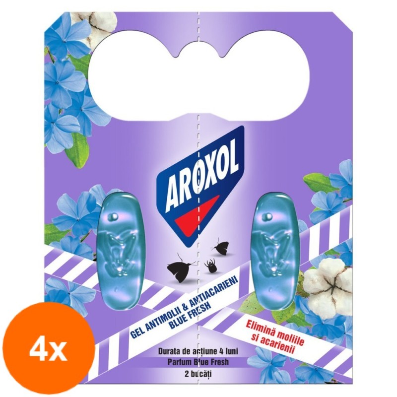 Set Gel Aroxol Anti-Molii & Anti-Acarieni Fresh, 4 x 2 Bucati