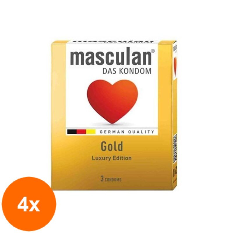 Set 4 x 3 Prezervative Masculan Gold