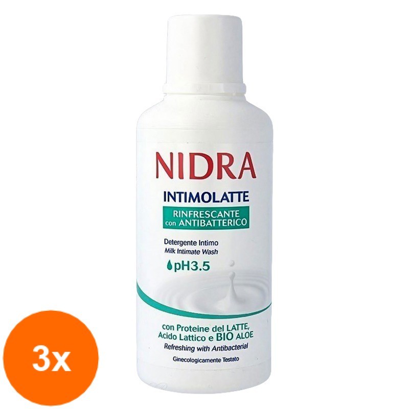 Set Gel Intim Revigorant Antibacterian Nidra, 3 Bucati x 300 ml