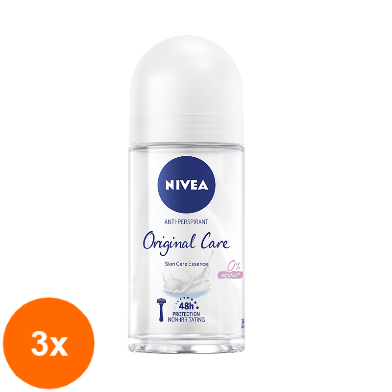 Set 3 x Deodorant Roll-on Antiperspirant Nivea Original Care, 50 ml