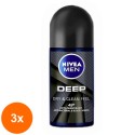 Set 3 x Deodorant Roll-On Men Deep Black Nivea Deo, 50 ml