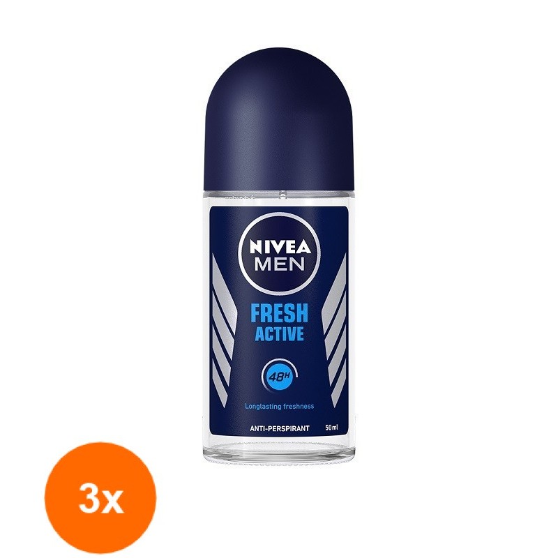 Set 3 x Deodorant Roll-On Men Fresh Active Nivea Deo, 50 ml