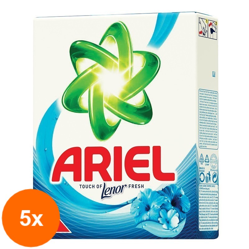 Set 5 x Detergent Automat Pudra, Ariel Touch of Lenor Fresh, 400 g