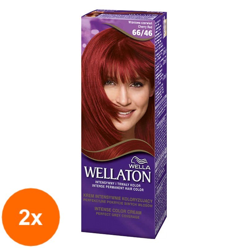 Set Vopsea de Par Permanenta Wella Wellaton Intense Color Creme 66/46 Rosu Cireasa, 2 Cutii x 110 ml