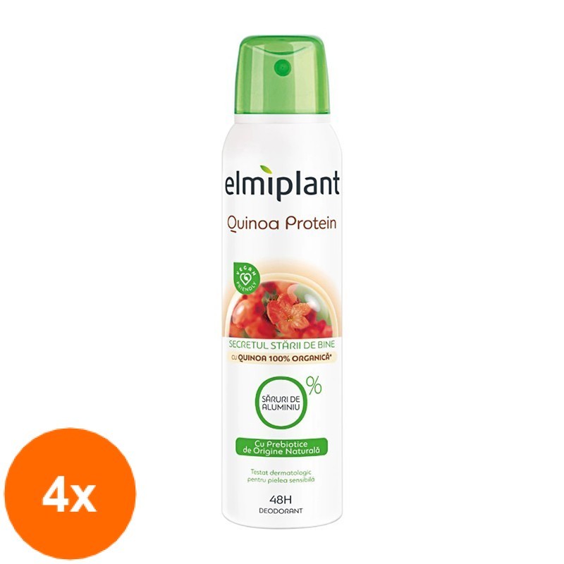 Set 4 x Deodorant Antiperspirant Spray Elmiplant Quinoa, 150 ml