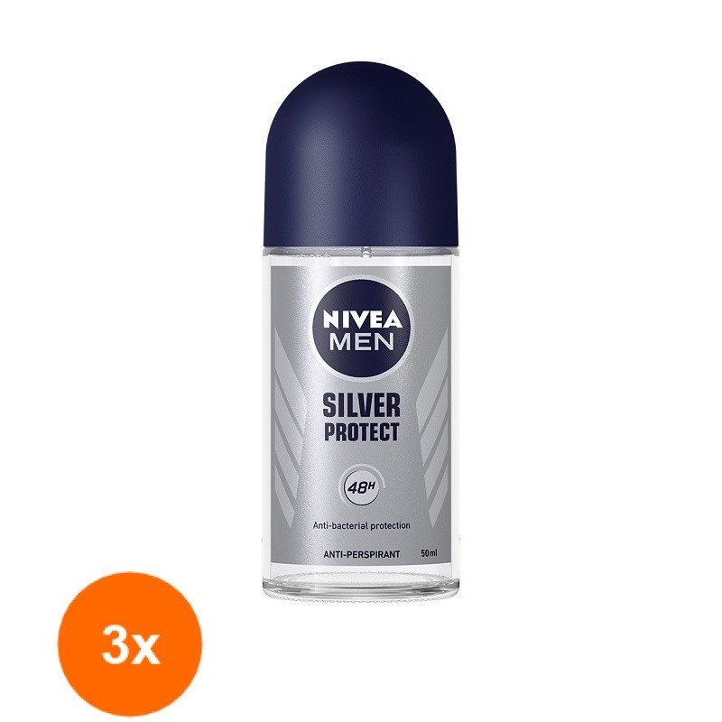 Set 3 x Deodorant Roll-On Men Silver Protect Nivea Deo, 50 ml