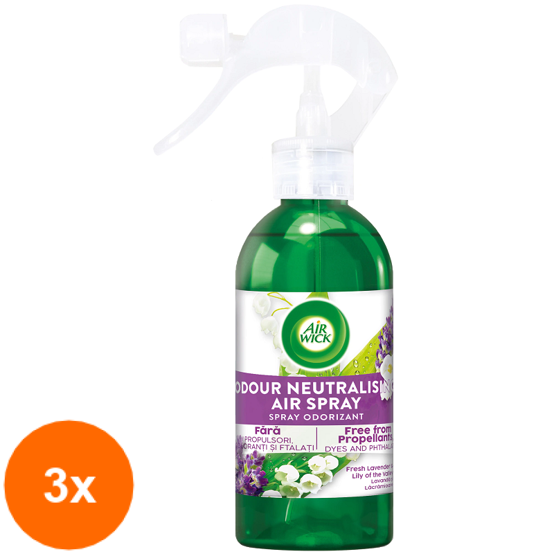 Set 3 x Spray Odorizant Air Wick Lavanda si Lacramioare, 237 ml