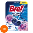 Set 5 x Odorizant Toaleta Bref Blue Aktiv Fresh Flowers, 50 g