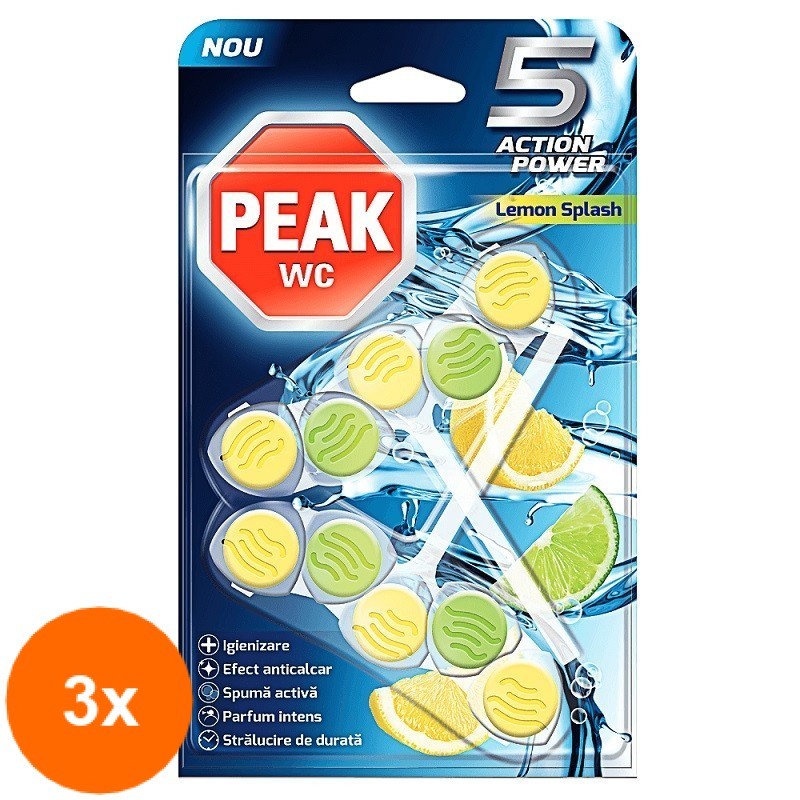 Set 3 x 2 Odorizante Peak Wc 5Action Lemon Splash
