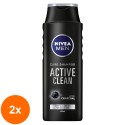 Set 2 x Sampon Nivea Men Active Clean, pentru Uz Zilnic, 400 ml