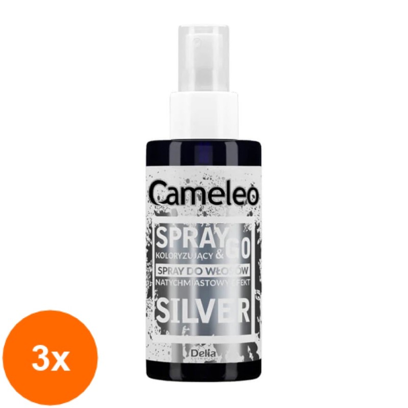 Set Spray Nuantator Cameleo Delia Spray & Go Silver, Argintiu, 3 Bucati x 150 ml