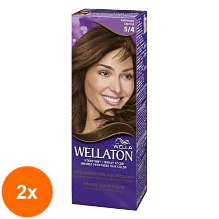 Set 2 x Vopsea de Par Permanenta Wella Wellaton Intense Color Creme 5/4 Castaniu, 110 ml...