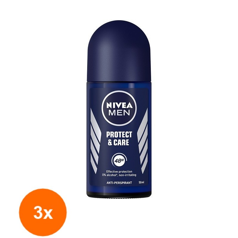Set 3 x Deodorant Roll-On Men Protect & Care Nivea Deo, 50 ml