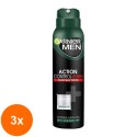 Set 3 x Deodorant Spray Garnier Men Action Control+ 96h Testat Clinic, pentru Barbati, 150 ml
