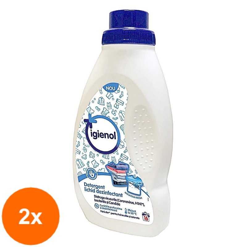 Set Detergent Lichid Dezinfectant Igienol, Mountain Fresh, 2 Bucati x 960 ml