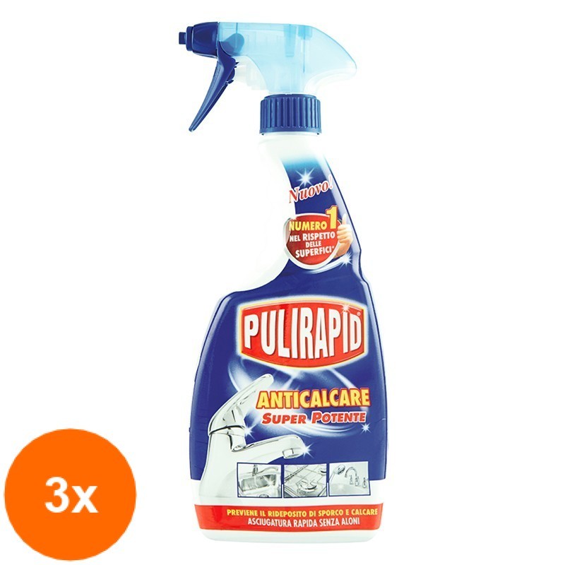 Set 3 x Solutie Anticalcar Pulirapid Spray, 500 ml