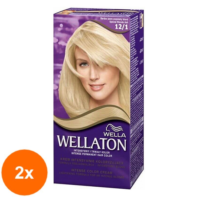 Set Vopsea de Par Permanenta Wella Wellaton Intense Color Creme 12/1 Blond Cenusiu Special, 2 Cutii x 110 ml