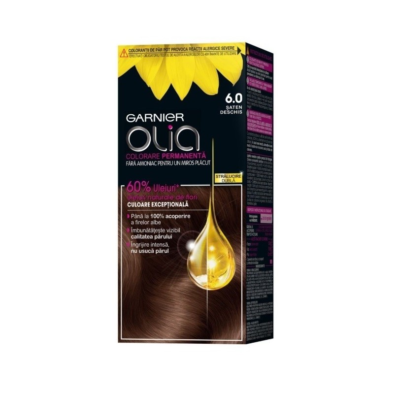 Set 2 x Vopsea de Par Permanenta fara Amoniac Garnier Olia 6.0 Saten