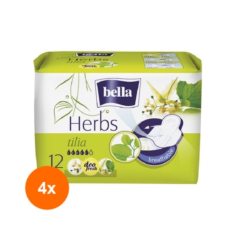 Set 4 x 12 Absorbante Bella Herbs Flori Tei