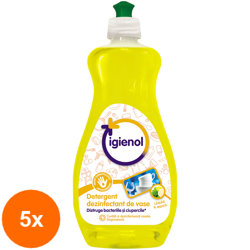 Set 5 x Detergent Dezinfectant de Vase Igienol Lamaie, 500 ml