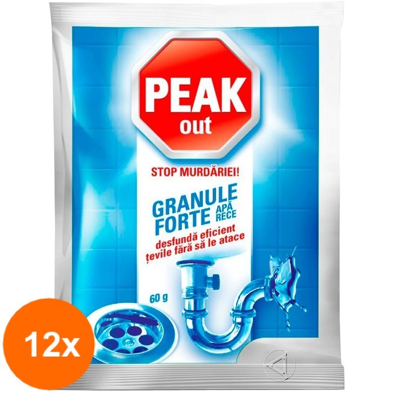 Set 12 x Plicuri Granule Forte Desfundat Tevi Peak Out Apa Rece, 60 g Set 12 x Plicuri Granule Forte Desfundat Tevi Peak Out Apa Rece, 60 g