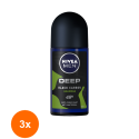 Set 3 x Deodorant Roll-On Men Deep Amazonia Nivea Deo, 50 ml