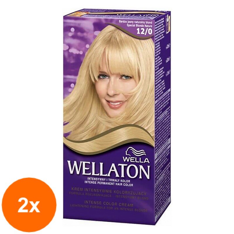 Set 2 x Vopsea de Par Permanenta Wella Wellaton Intense Color Creme 12/0 Blond Natural Special, 110 ml