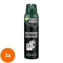 Set 3 x Deodorant Spray Garnier Men Magnesium Ultra Dry 72h, pentru Barbati, 150 ml