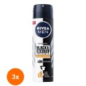 Set 3 x Deodorant Spray Men Invisible Black & White Ultimate Impact Nivea Deo, 150 ml