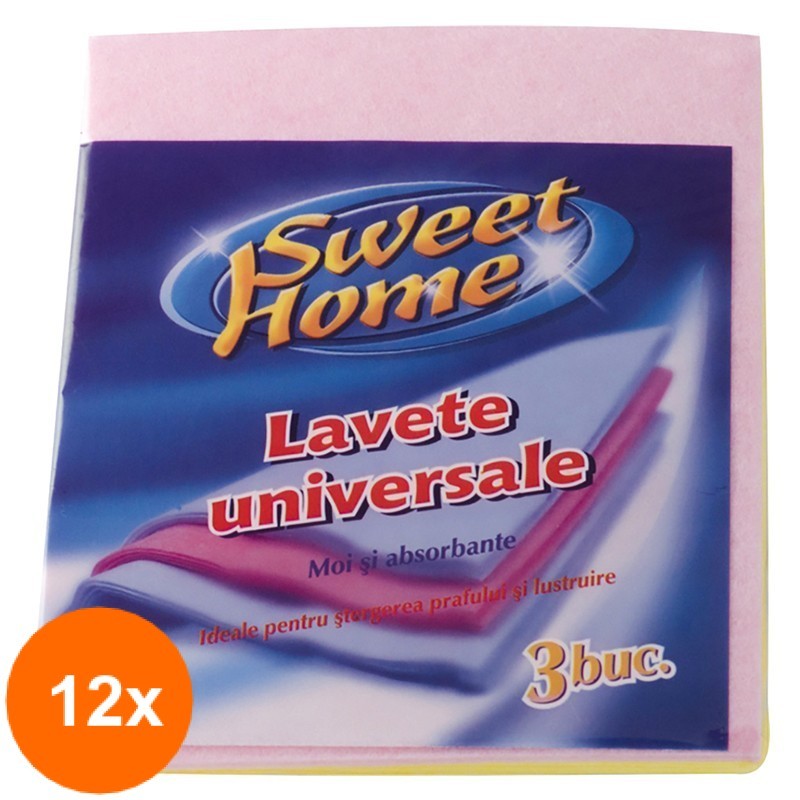 Set Lavete Universale Sweet Home, 12 Pachete x 3 Lavete